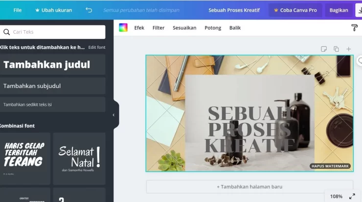 cara menambahkan teks di canva
