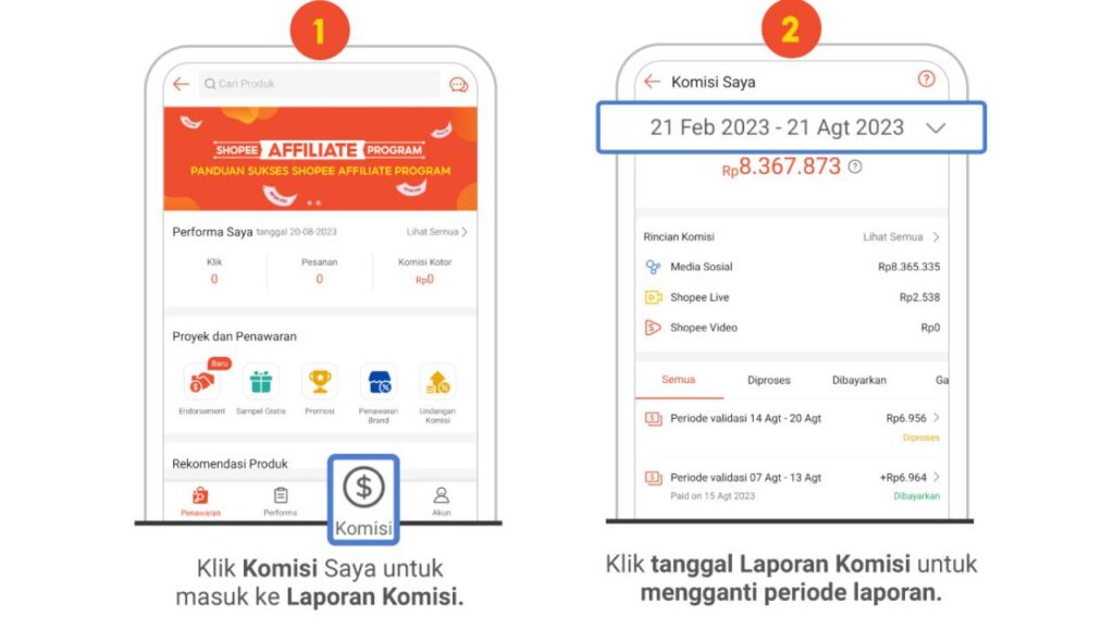 cara melihat saldo Shopee Affiliate